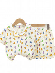 Kids Cartoon Graphic Loungewear 2pcs Set Short Sleeve Shirt & Shorts