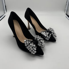 Rhinestone Bow High Heel Pointy Pumps Slip On Dress Shoes