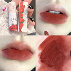 Strawberry Lip Gloss Matte Velvet Lip Glaze Long Lasting Makeup