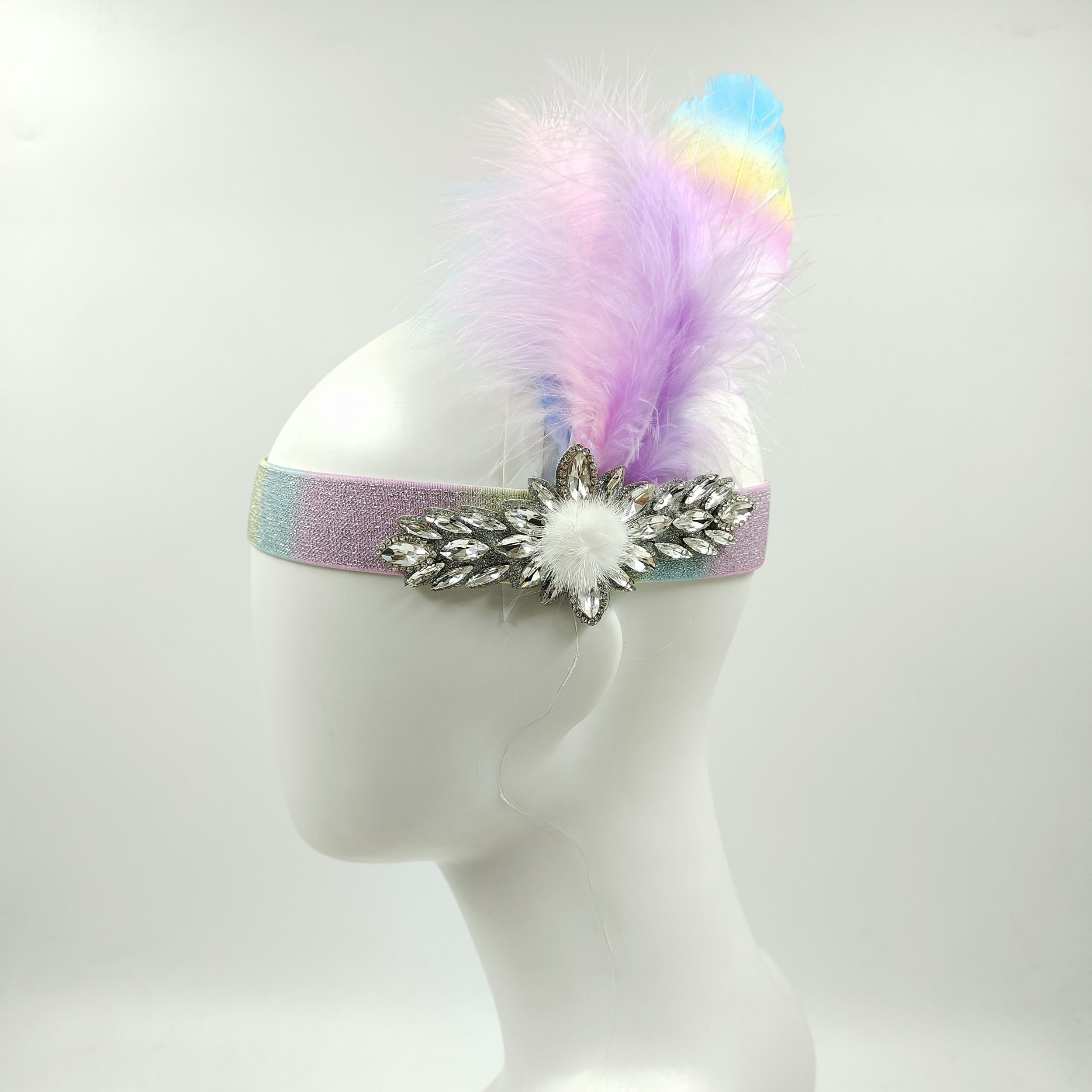 Colorful Gradient Feather Headband for Women