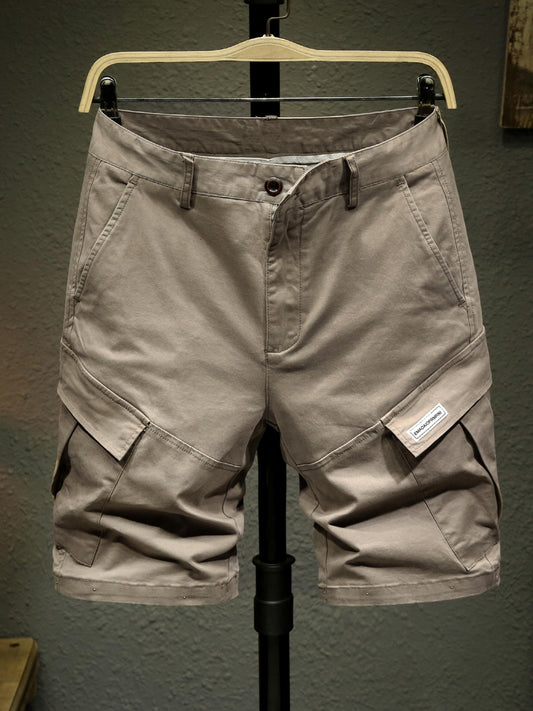 Men's Casual Cargo Shorts with Button Pockets