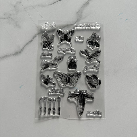 Vintage Insect Silicone Stamp Set for Card Making and Journal Decoration