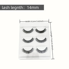 3 Pairs D Curling 14mm Fluffy Thick Faux Mink Eyelashes
