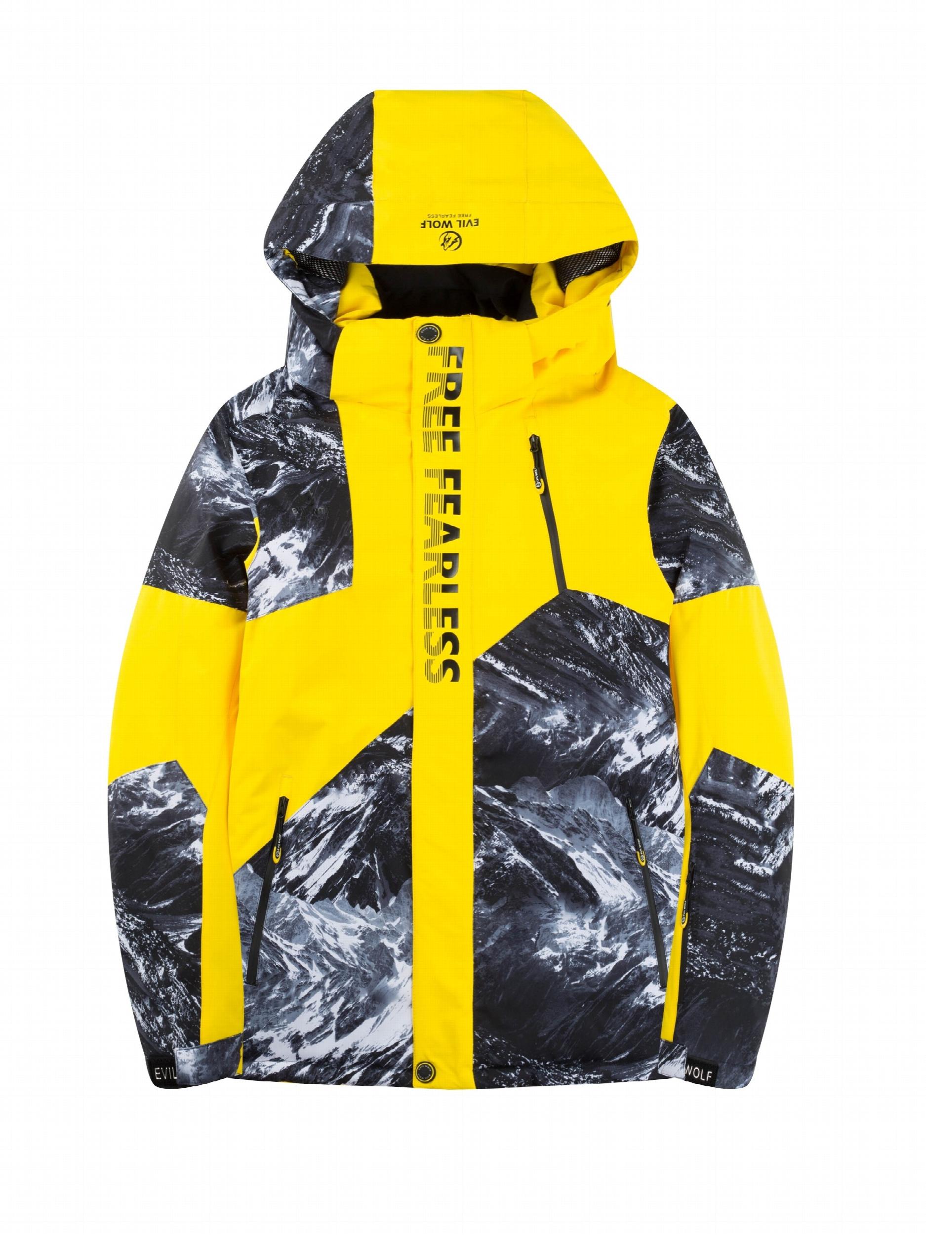 Men's Hooded Windproof Ski Jacket with Zip Pockets