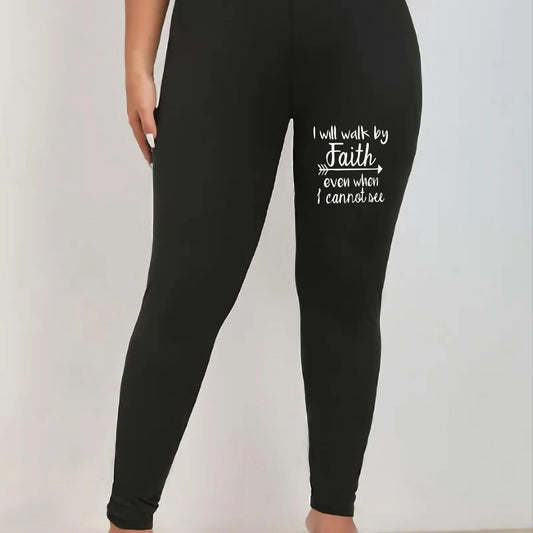 Slogan Print High Rise Yoga Leggings