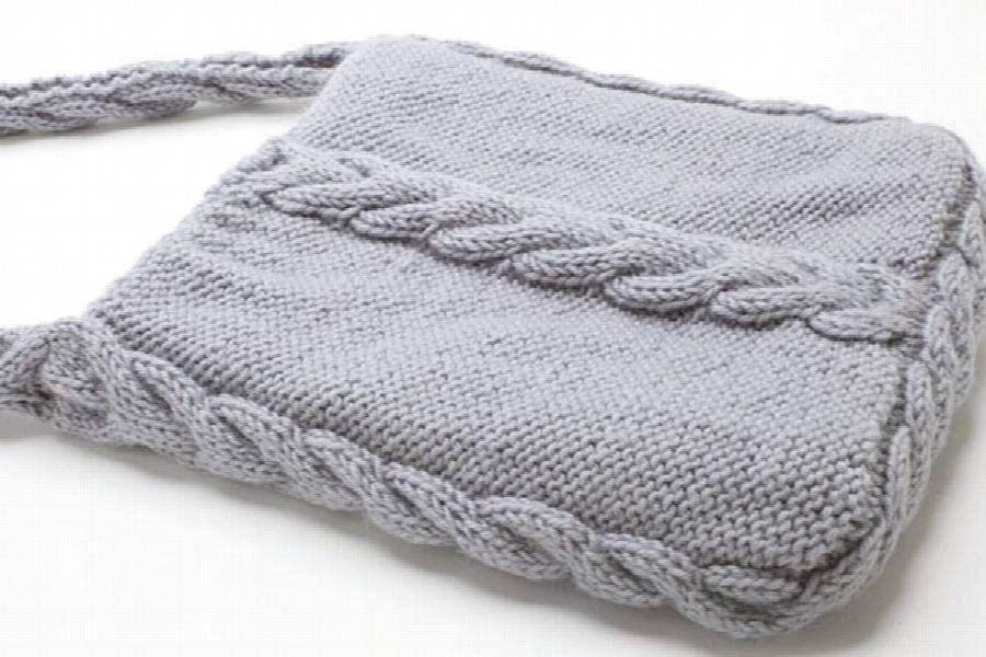 Knitted Foldable Handbag Women Shopping Tote Wool Shoulder Bag