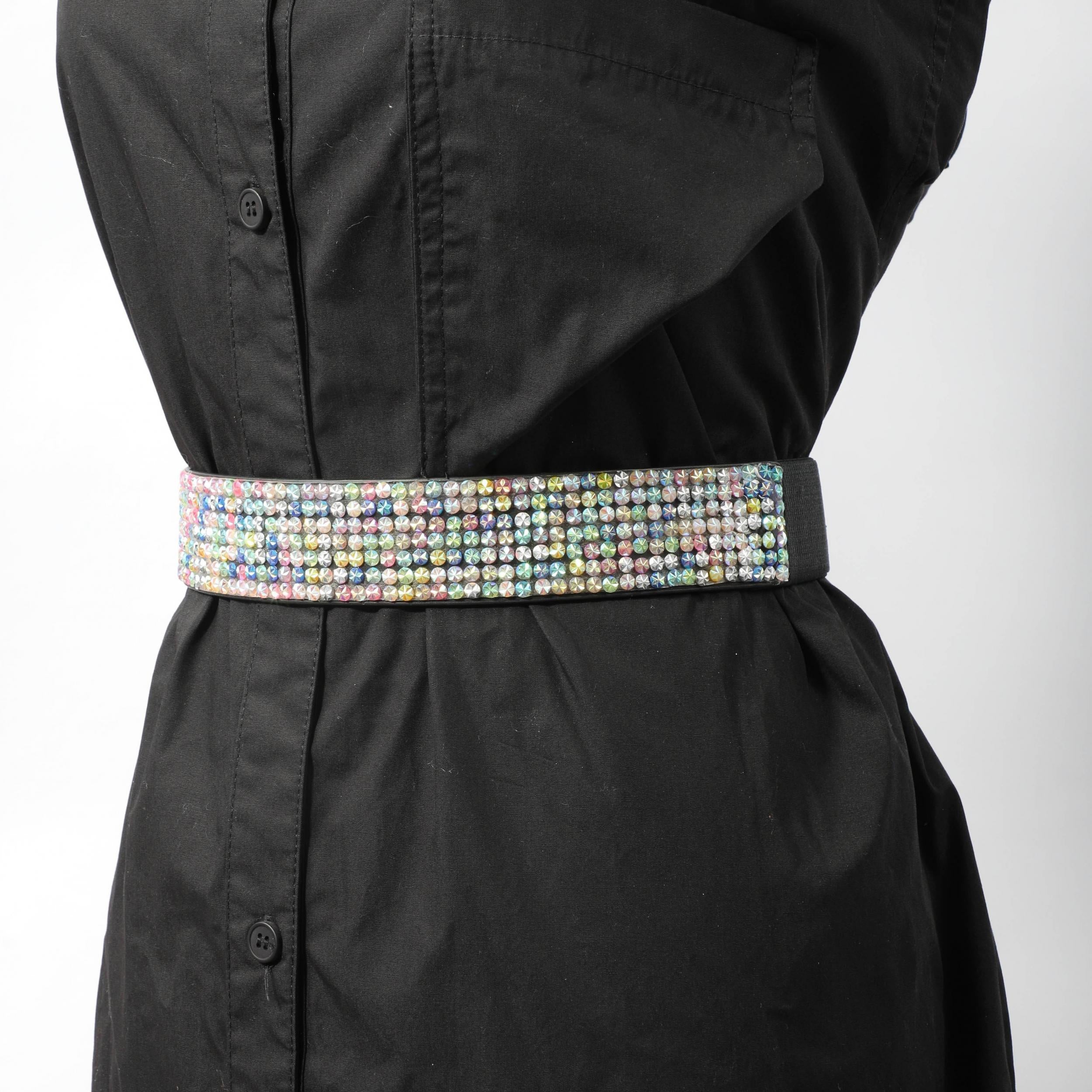 Full Rhinestone Elastic Belt Wide Waistband for Party