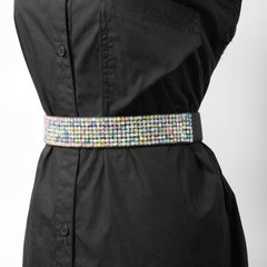 Full Rhinestone Elastic Belt Wide Waistband for Party