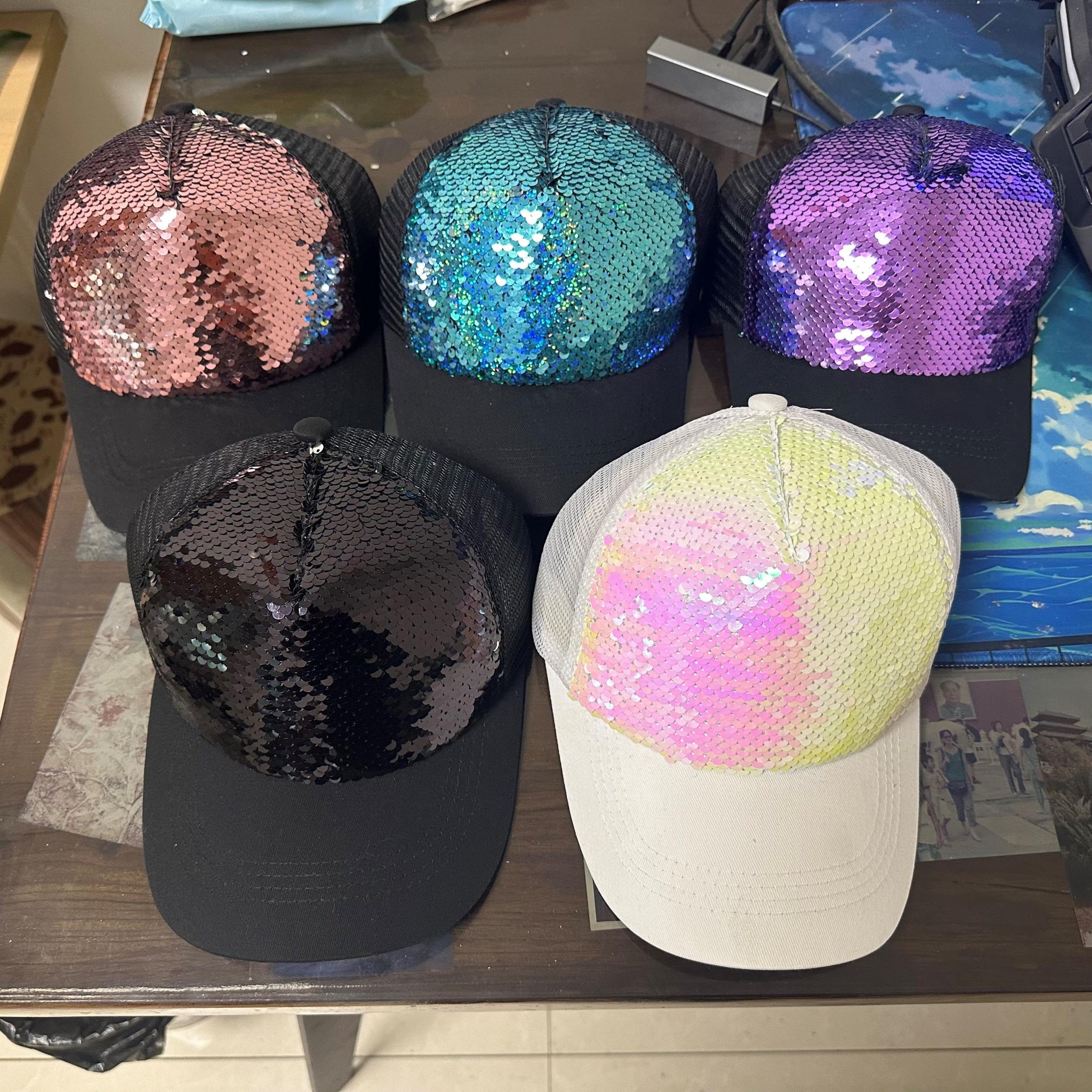 Sequins Baseball Caps Mesh Reflective Hats