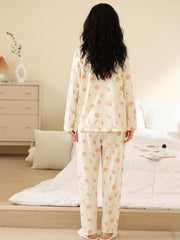 Floral Print Pajama Set Long Sleeve Top & Pants