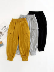 3pcs Boy's Casual Sweatpants Comfy Solid Trousers With Pockets