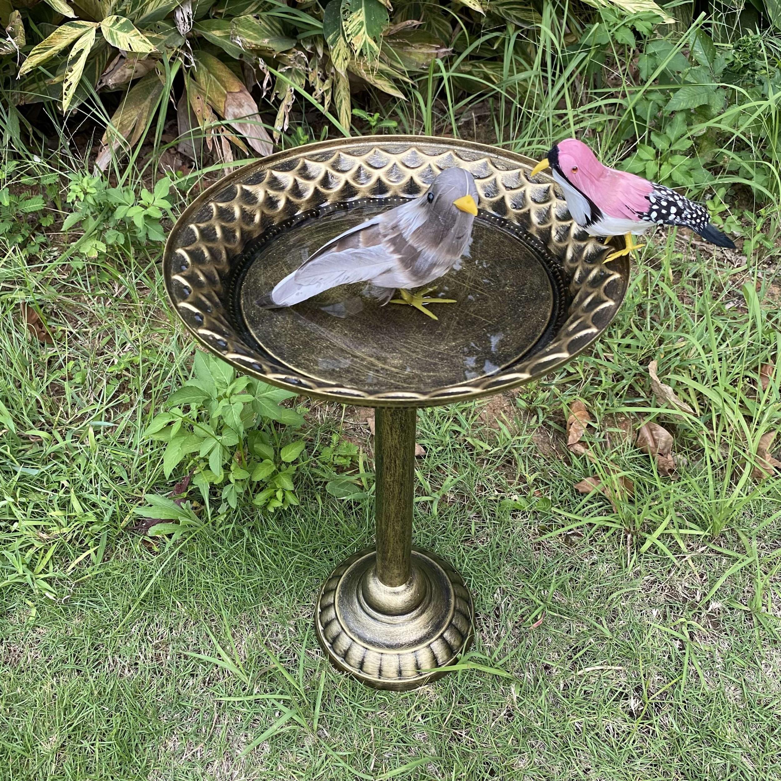 Bird Bath with Metal Stake Stand for Garden