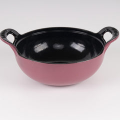 Vintage Enameled Cast Iron Dutch Oven W/ Wooden Lid