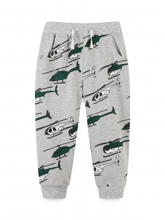 Kid's Helicopter Print Drawstring Sweatpants