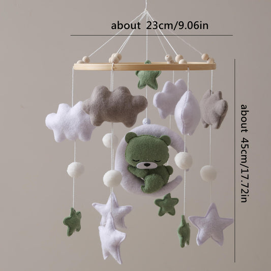 Moon Bear Felt Bed Hanging Wind Chime Soft Pastel Colors