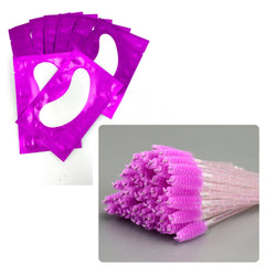 50 Pairs Under Eye Pads Purple Eyelash Brush Eye Patch For Beauty Salon