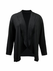  Solid Long Sleeve Shawl Collar Cardigan