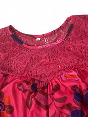  Floral Print Lace Tank Dress