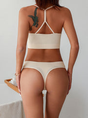 Ruched Bust Lingerie Set Wireless Tank Top & Panties Set