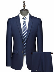 Men's 2-Piece Suit Jacket & Dress Pants Set for Business Dinner Wedding