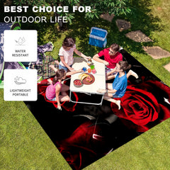 Rose Flower Print Picnic Mat Waterproof Sandproof