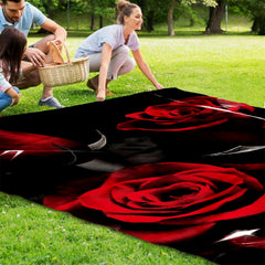 Rose Flower Print Picnic Mat Waterproof Sandproof