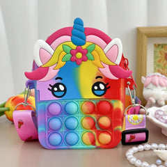 Unicorn Messenger Bag Coin Purse & Fidget Toy Combo for Kids