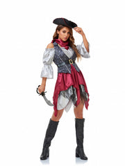 Naughty Pirate Mesh Colorblock Dress Costume