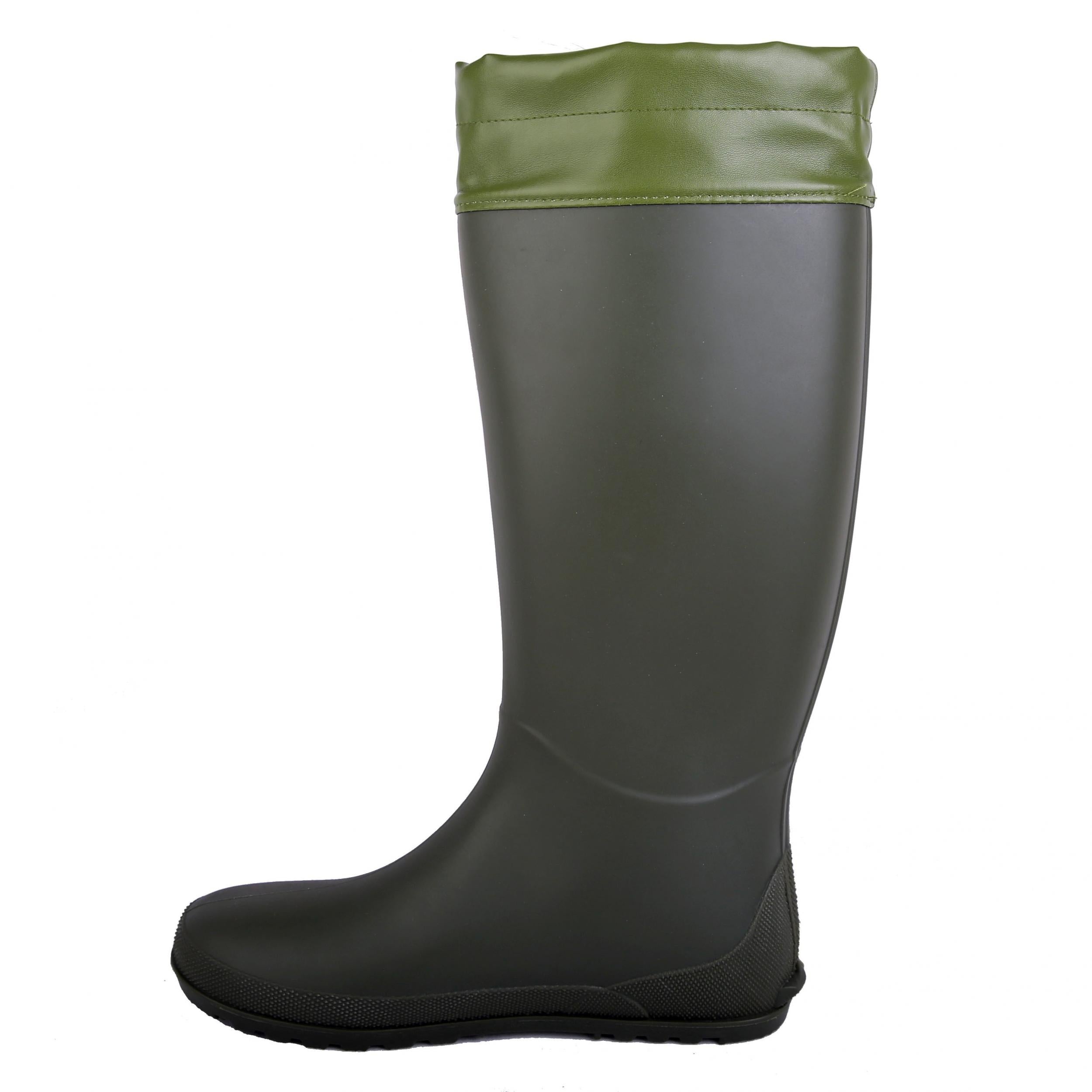 Waterproof PVC Round Toe Flat Rain Boots Lightweight Comfortable