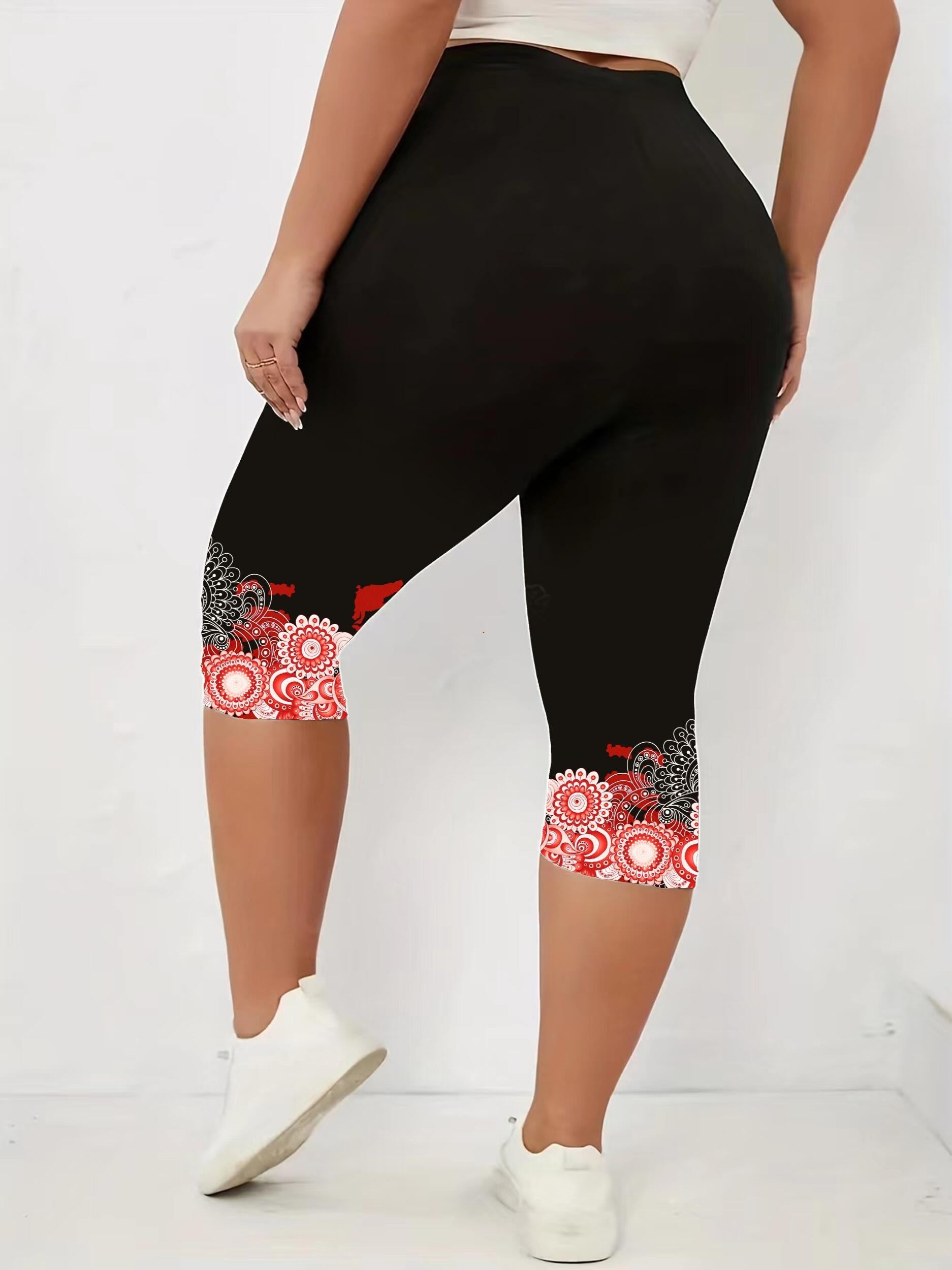 Floral Print Capri Leggings for Women