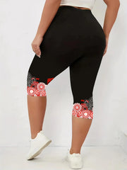 Floral Print Capri Leggings for Women