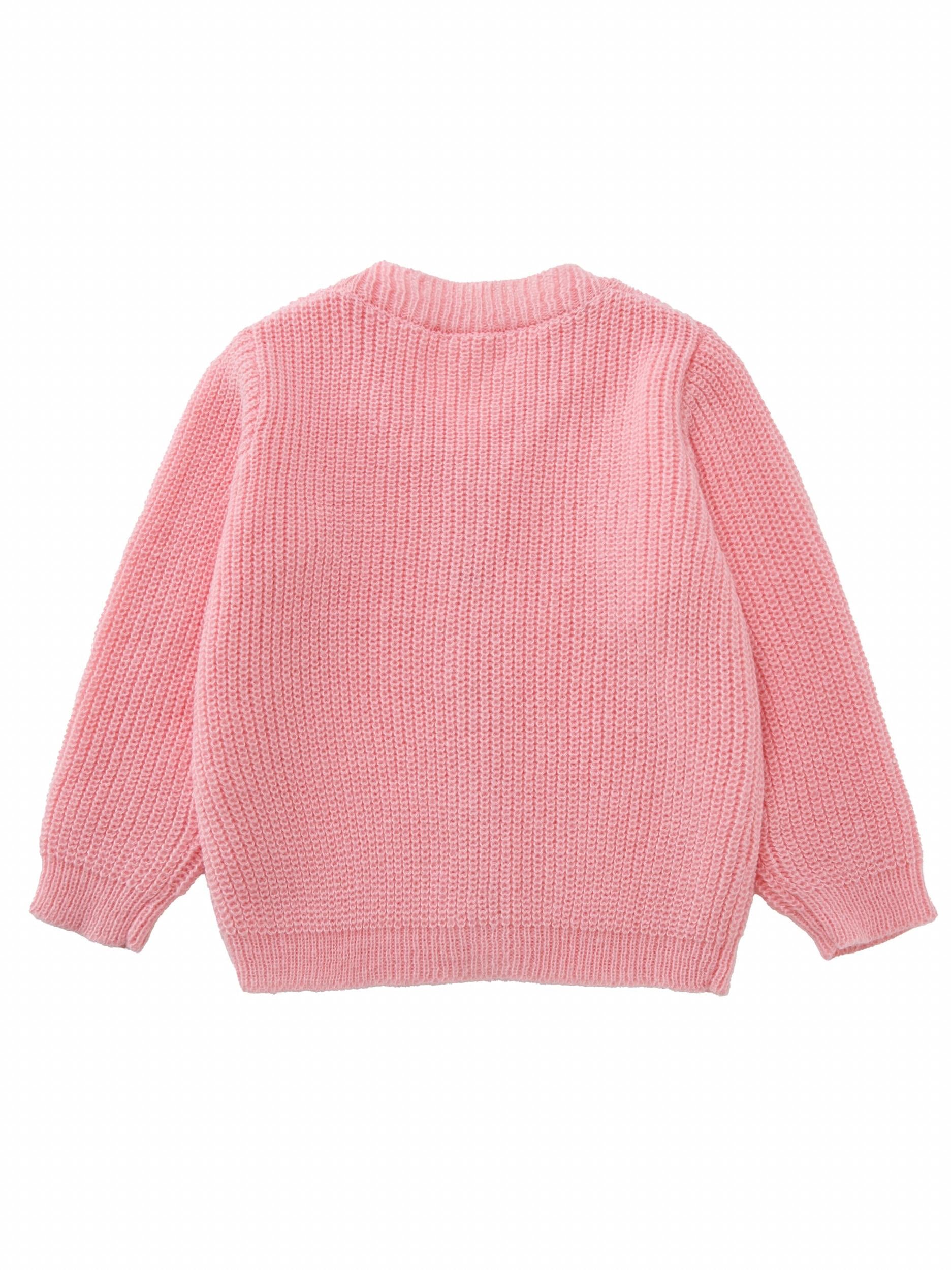 Girls Knit Cardigan Sweater With Buttons V Neck Long Sleeves