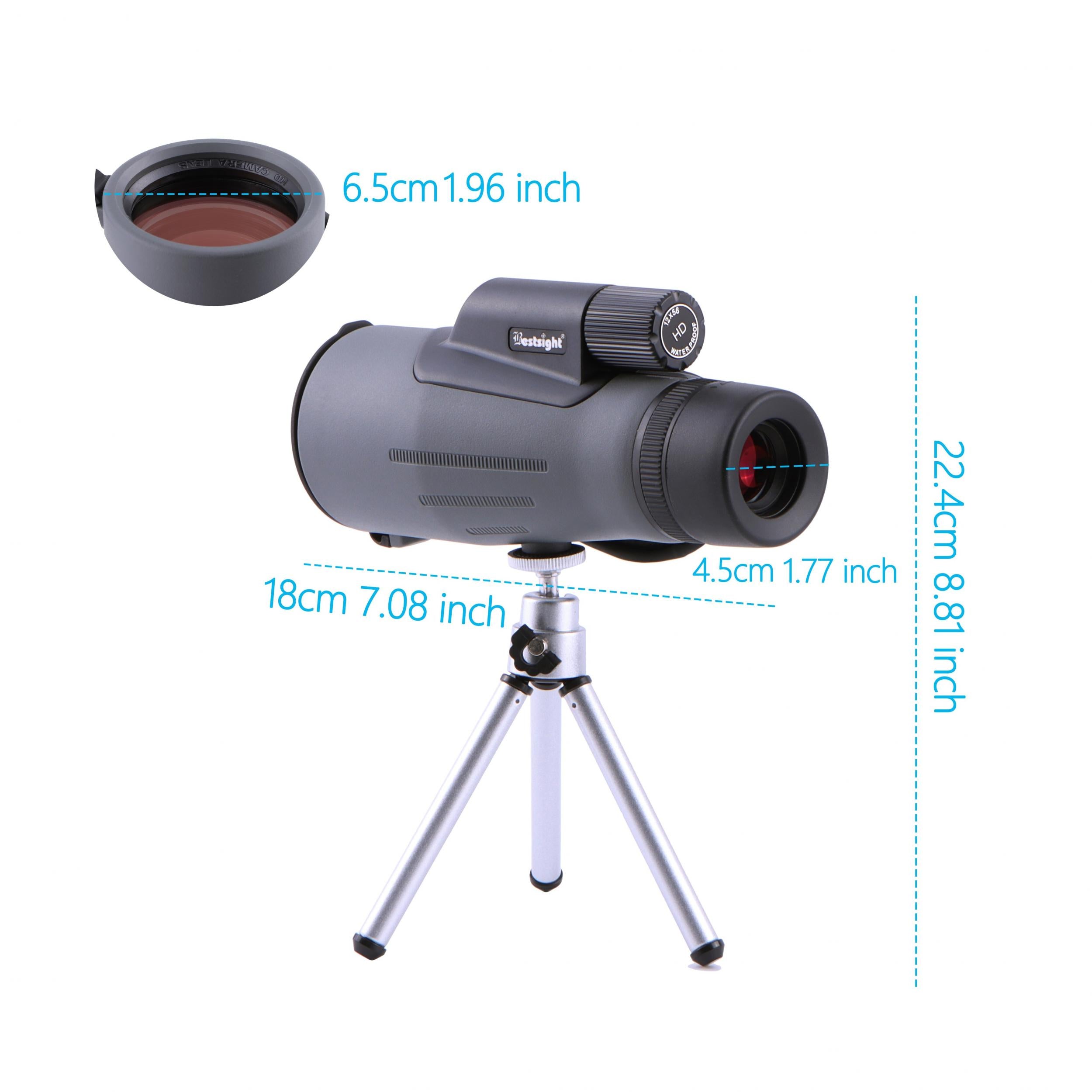 High Power Monocular Telescope 12X56 with Tripod for Adults