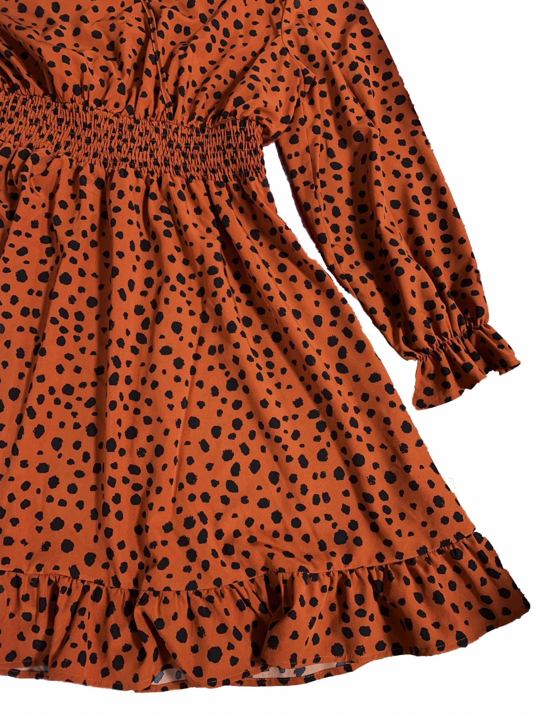 Women's Plus Leopard Print Lantern Sleeve Surplice Neck Ruffle Trim Dress