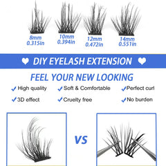 DIY Cluster False Eyelashes 8 16mm Natural 3D Faux Mink Non Irritating