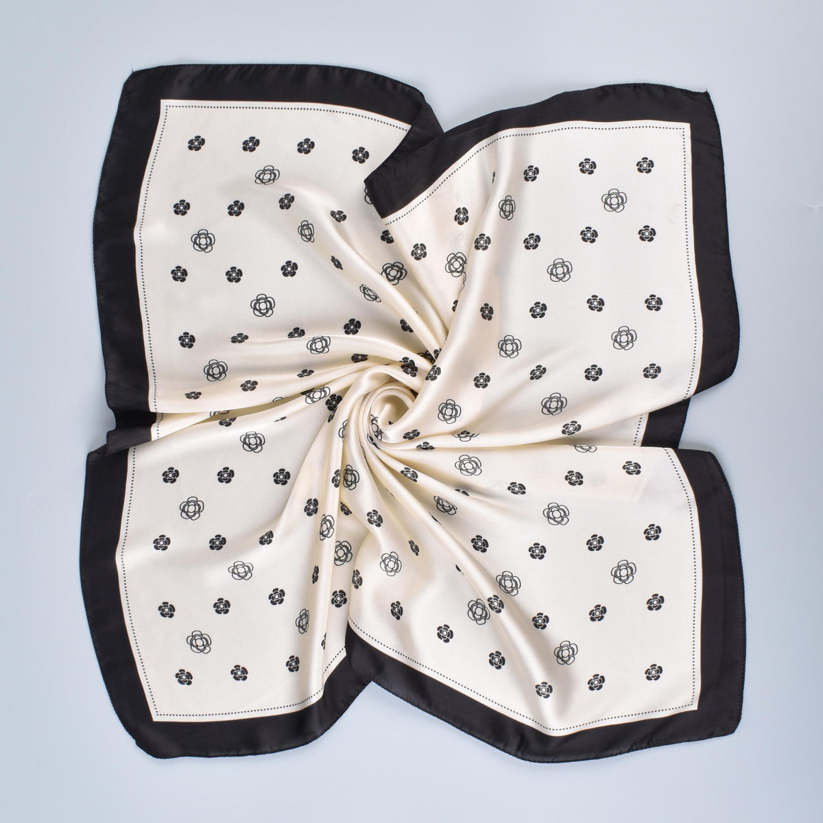 Camellia Printed Bandana Classic Square Scarf Satin Neckerchief Silk