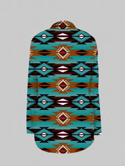 Western Ethnic Print Open Front Long Sleeve Cardigan