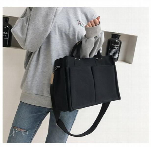 Cotton Women's Canvas Shoulder Bag Large Capacity Foldable Reusable Shopping Bag