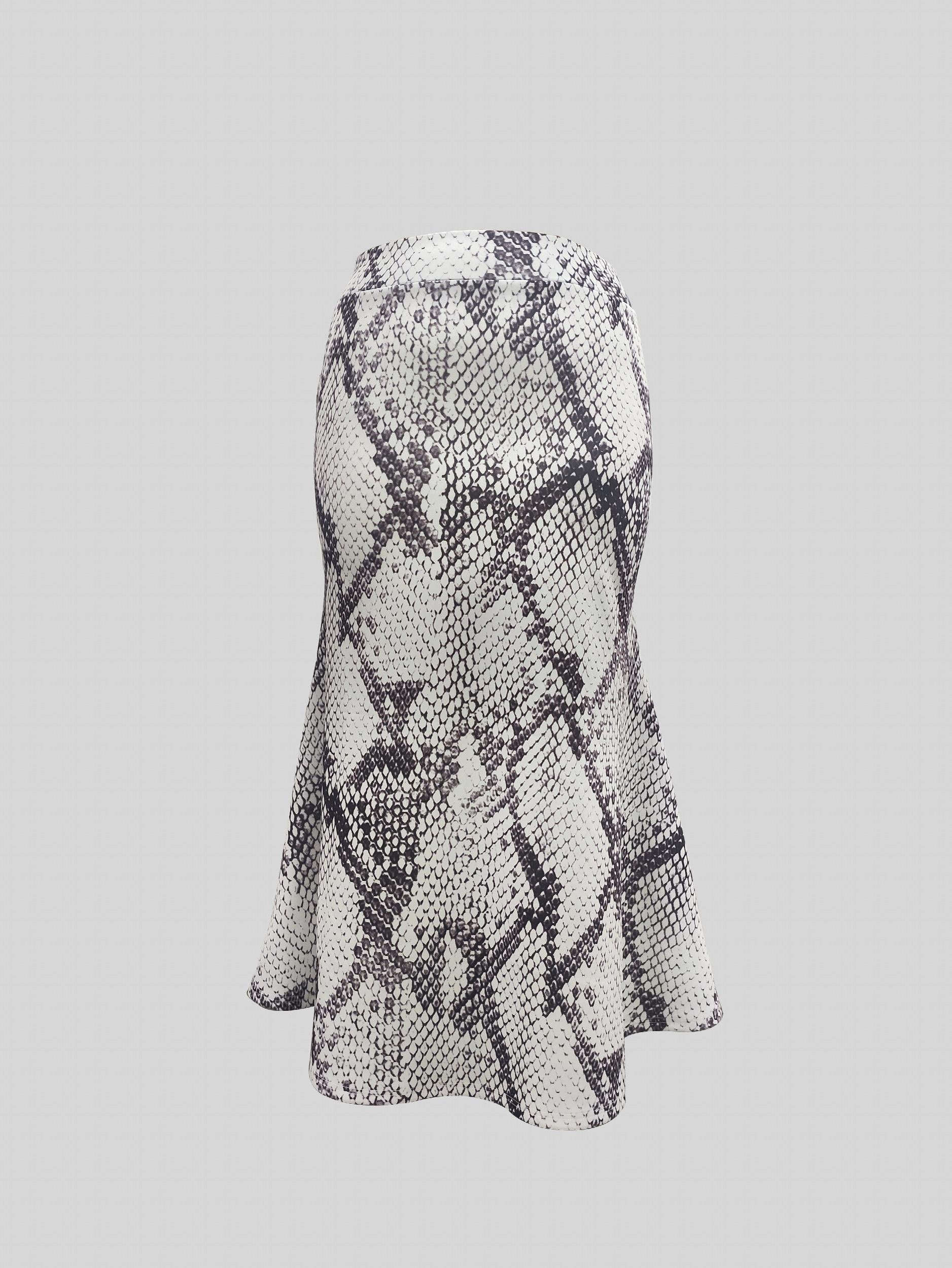 Women's Plus Snake Print High Rise Stretch Maxi Mermaid Skirt