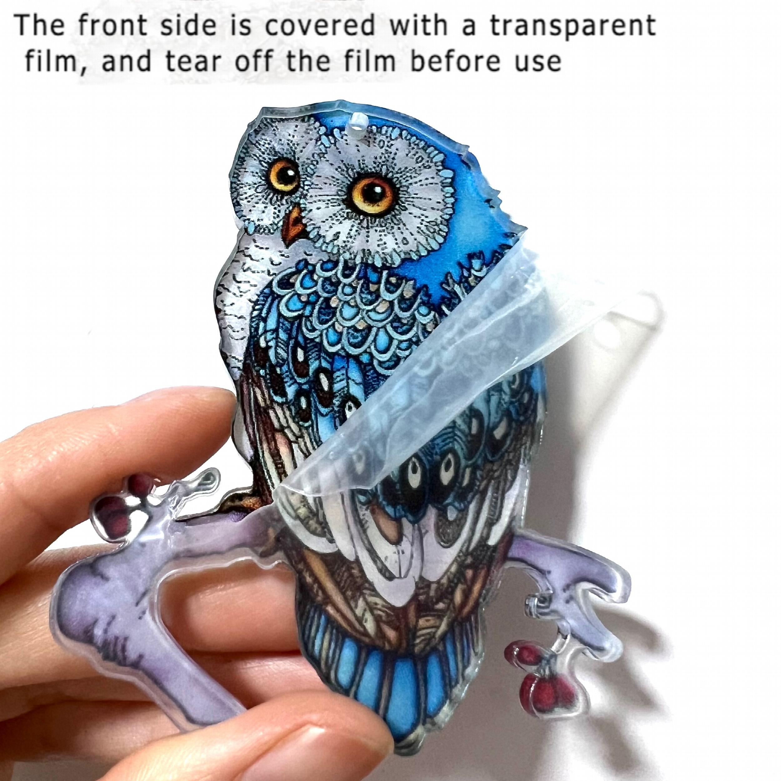 Acrylic Owl Car Rearview Mirror Pendant Fan Keychain Decoration