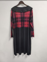  Colorblock Plaid Print Button Decor Dress