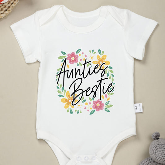 Floral Pattern Cotton Baby Onesie Soft Round Neck Romper