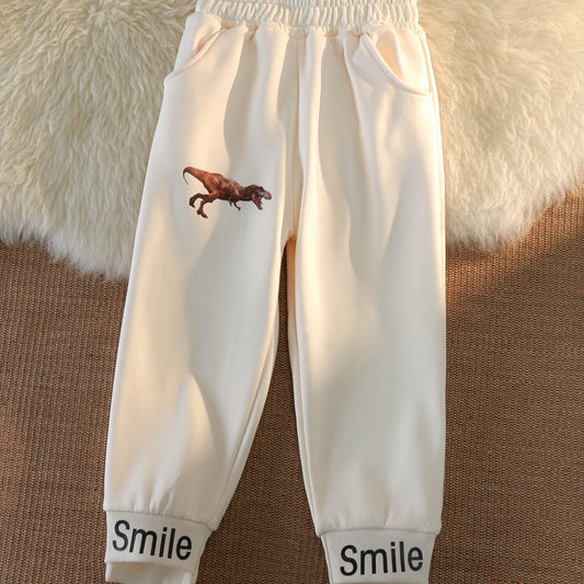 Boys Dinosaur Print Sweatpants for Autumn/Spring