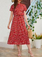 Vintage Short Sleeve Midi Dress for Spring & Summer