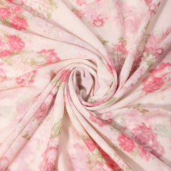 Rose Print Long Scarf Pink Tassel Shawl Windproof Head Wrap
