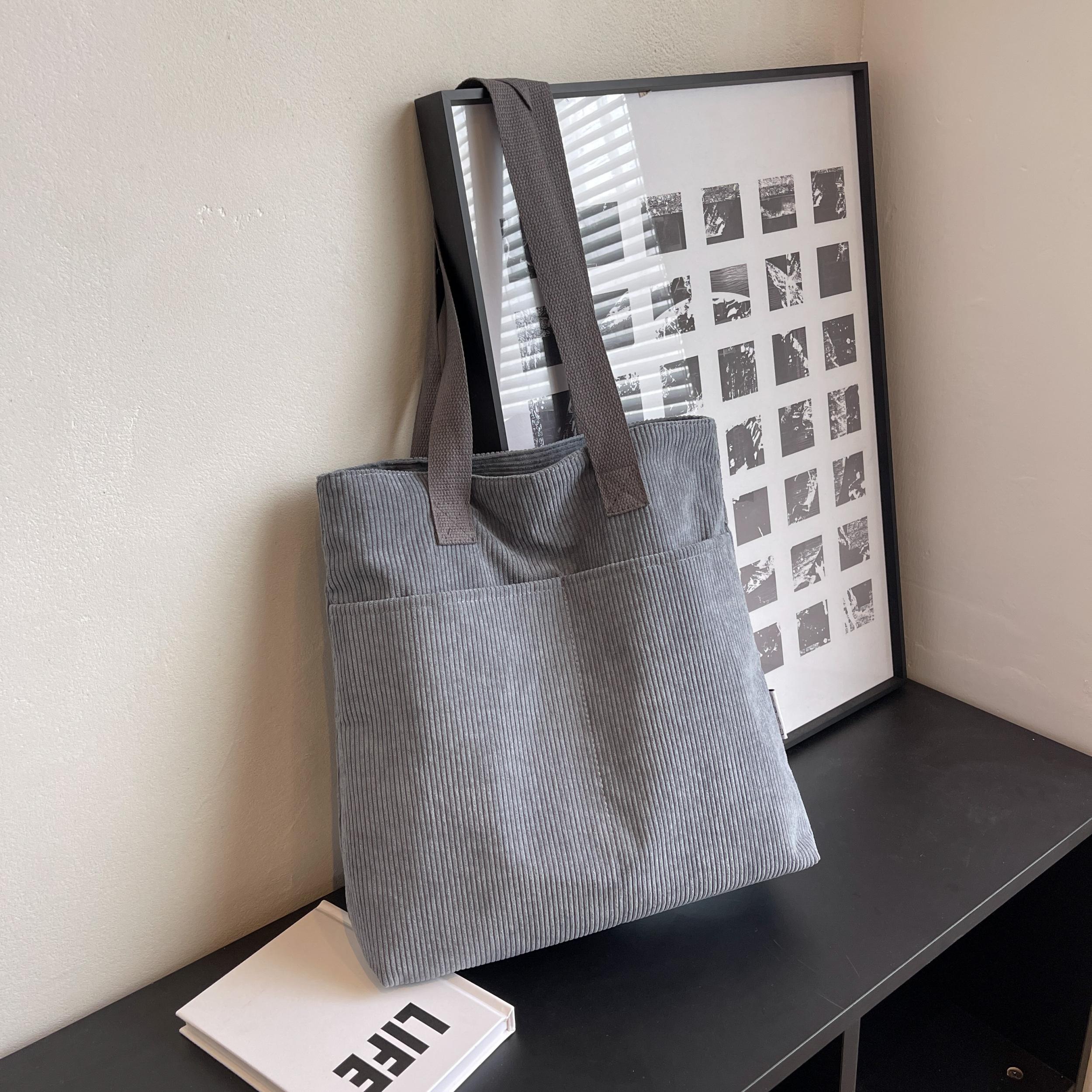 Corduroy Shoulder Shopping Bag for Autumn and Winter
