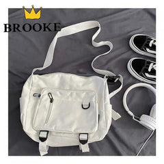 Canvas Messenger Bag Women High Capacity Student Bag Travel Bag
