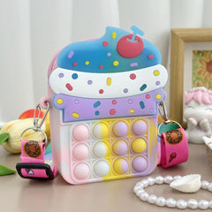 Girls Silicone Messenger Bag Coin Purse Children's Pop Fidget Toy Bag