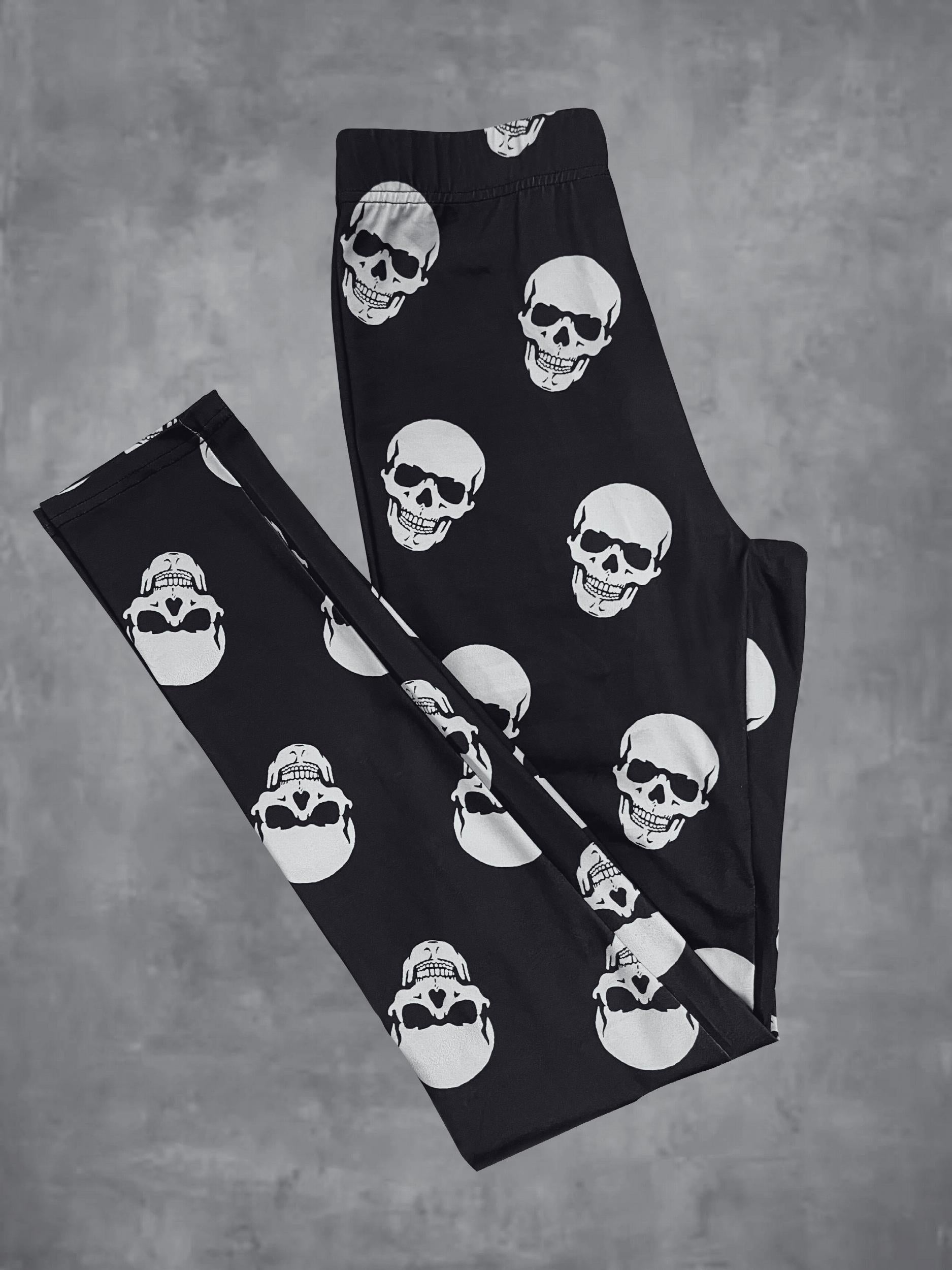 Skull Print Skinny Leggings Gothic Stretchy Leggings