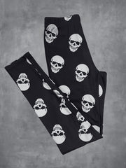 Skull Print Skinny Leggings Gothic Stretchy Leggings